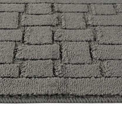 TEGAN 2 Piece Machine Washable Non-Slip Dark Grey Bathroom Rug Set Texture