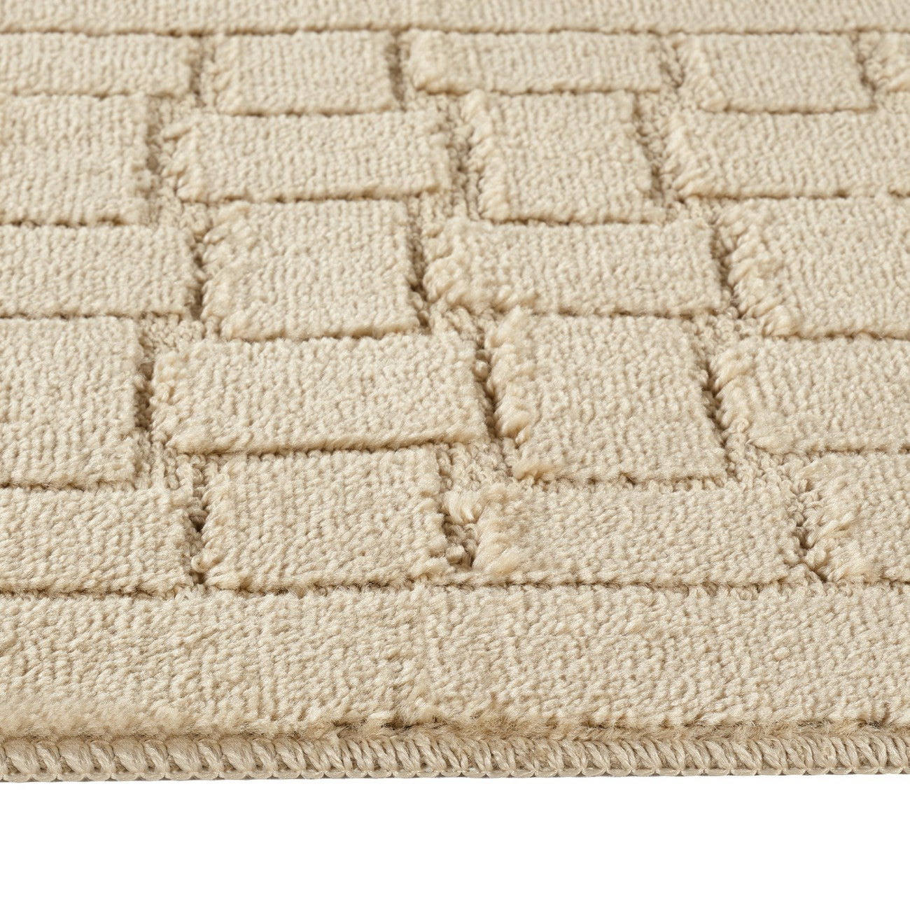 TEGAN 2 Piece Machine Washable Non-Slip Light Beige Bathroom Rug Set Texture