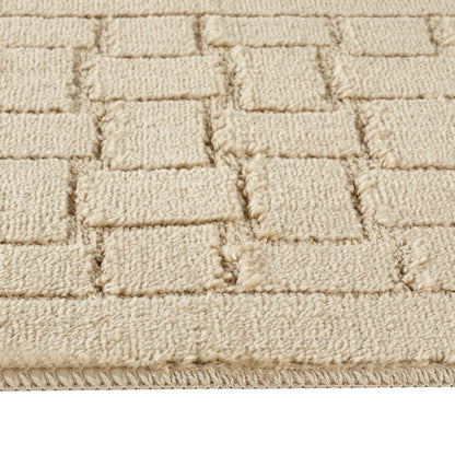 TEGAN 2 Piece Machine Washable Non-Slip Light Beige Bathroom Rug Set Texture