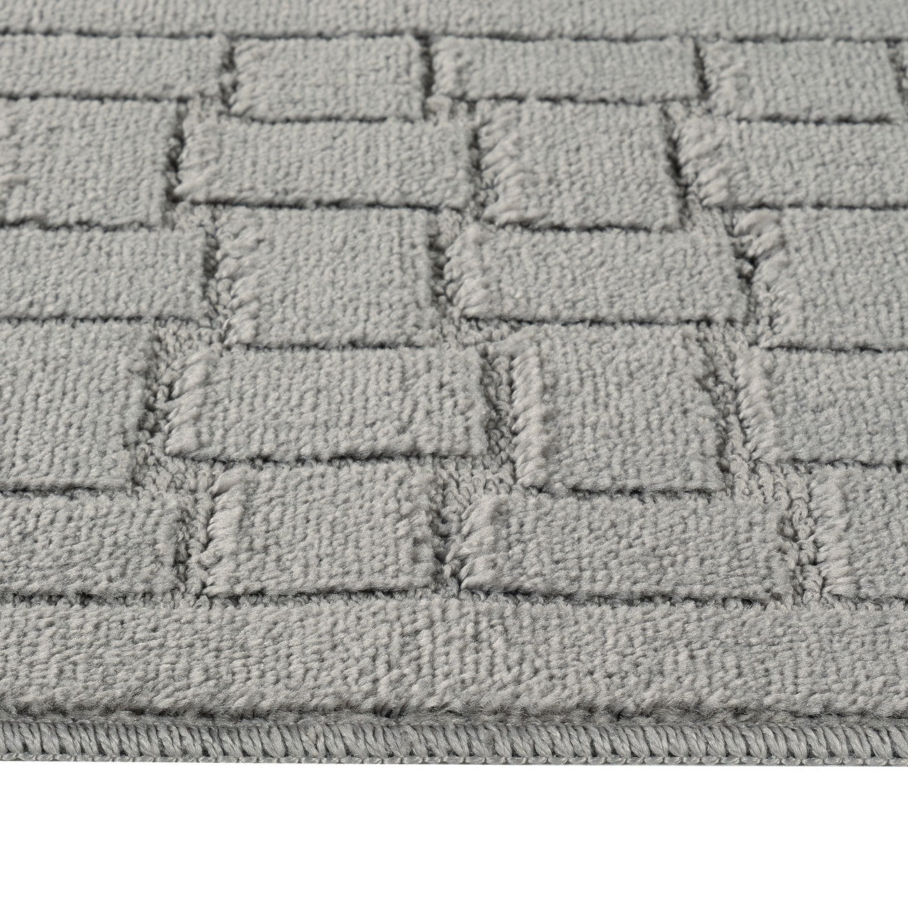 TEGAN 2 Piece Machine Washable Non-Slip Light Grey Bathroom Rug Set Texture