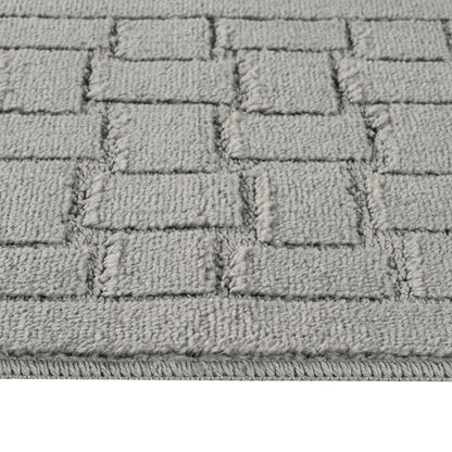 TEGAN 2 Piece Machine Washable Non-Slip Light Grey Bathroom Rug Set Texture