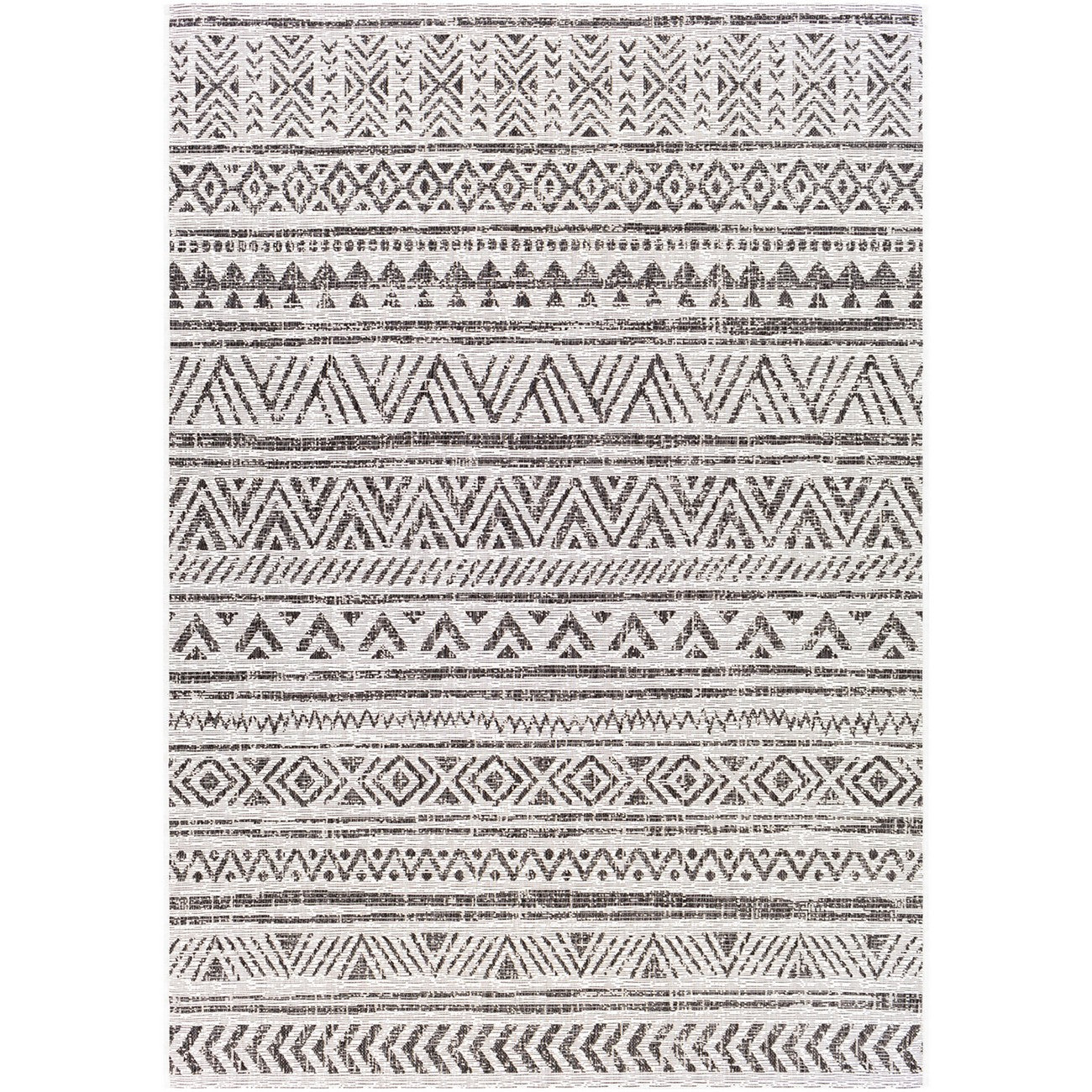TITI Indoor & Outdoor Geometric Black Area Rug Flat
