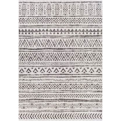 TITI Indoor & Outdoor Geometric Black Area Rug Flat