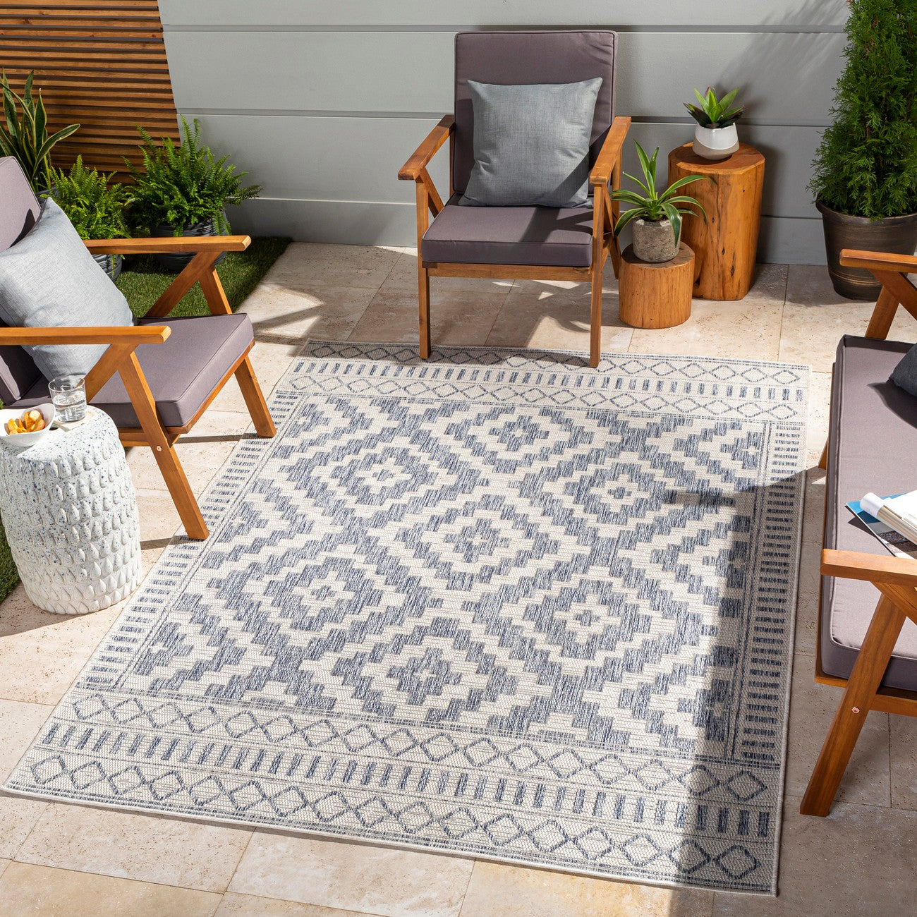 TRICIA Indoor & Outdoor Global Jute-Look Brown Area Rug Roomscene