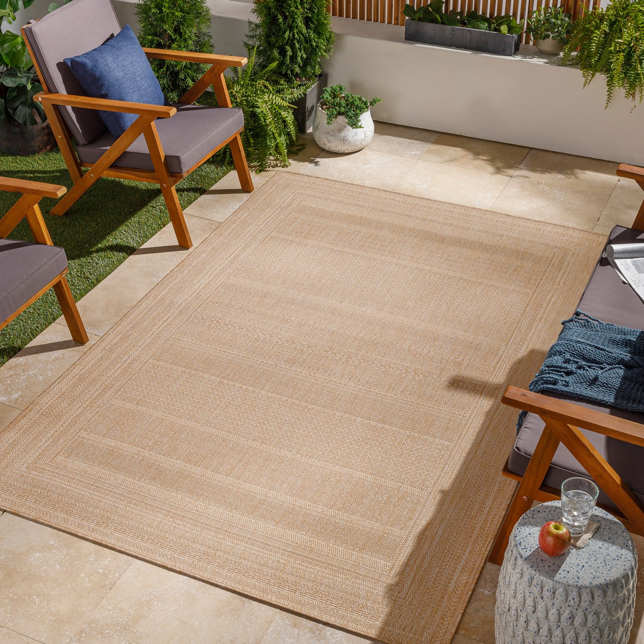 SIERRA Indoor & Outdoor Global Jute-Look Brown Area Rug Roomscene