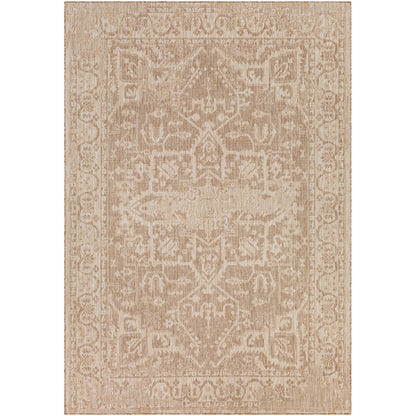 GENA Indoor & Outdoor Traditional Jute-Look Brown Area Rug Flat