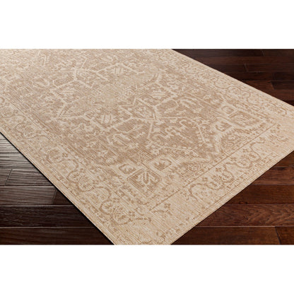 GENA Indoor & Outdoor Traditional Jute-Look Brown Area Rug Corner