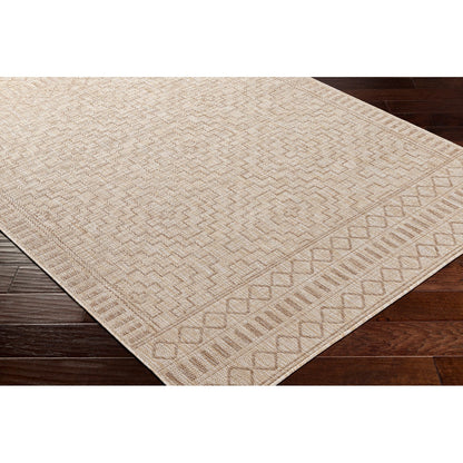 TRICIA Indoor & Outdoor Global Jute-Look Beige Area Rug Corner