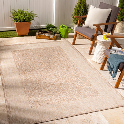 LAYLA Indoor & Outdoor Cottage Jute-Look Brown Area Rug Roomscene