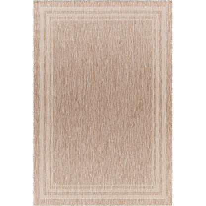 GEORGIA Indoor & Outdoor Cottage Jute-Look Brown Area Rug Flat