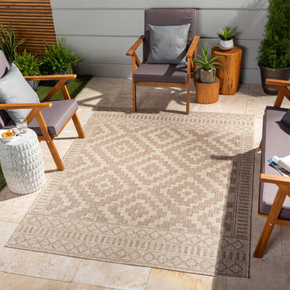 TRICIA Indoor & Outdoor Global Jute-Look Brown Area Rug Roomscene