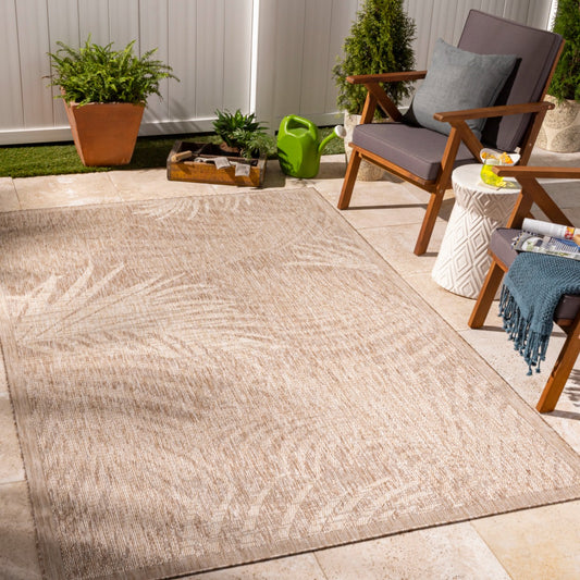 VANESSA Indoor & Outdoor Coastal Jute-Look Beige Area Rug Roomscene