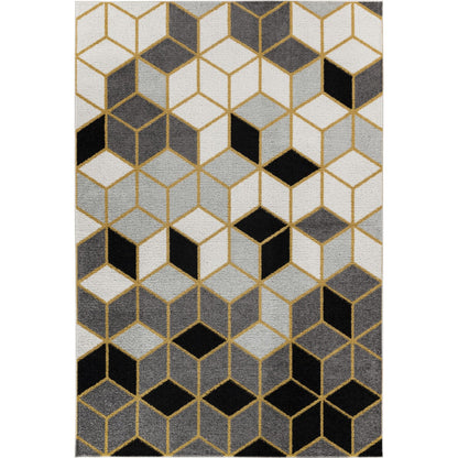UNITY Scandi Geometric Black Area Rug Flat
