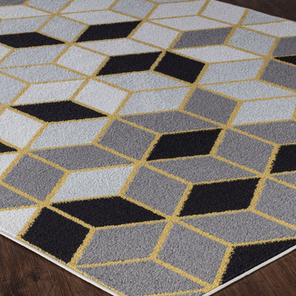 UNITY Scandi Geometric Black Area Rug Corner