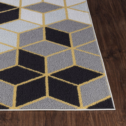 UNITY Scandi Geometric Black Area Rug Front