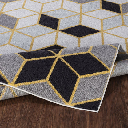 UNITY Scandi Geometric Black Area Rug Fold