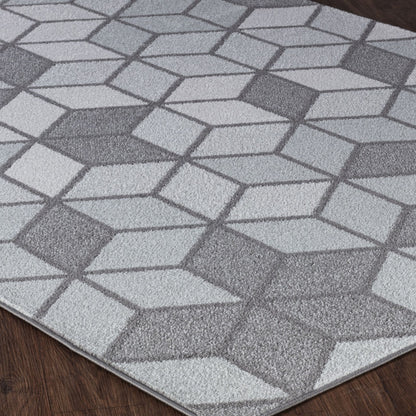UNITY Scandi Geometric Grey Area Rug Corner