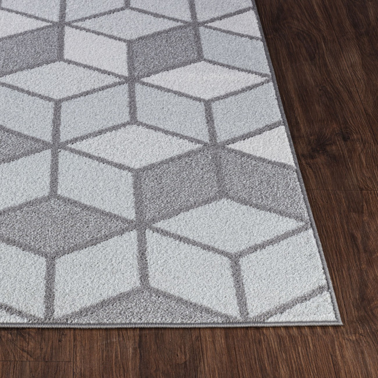 UNITY Scandi Geometric Grey Area Rug Front