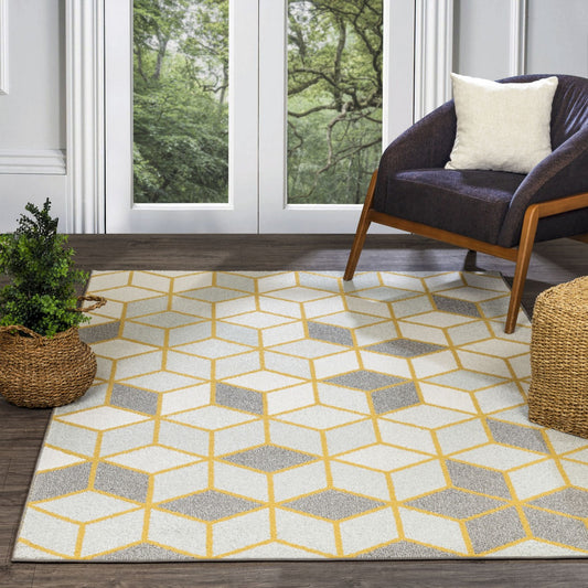 UNITY Scandi Geometric White Area Rug Roomscene