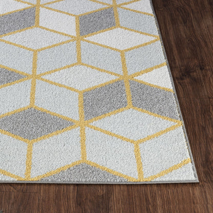 UNITY Scandi Geometric White Area Rug Front