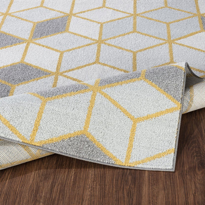 UNITY Scandi Geometric White Area Rug Fold