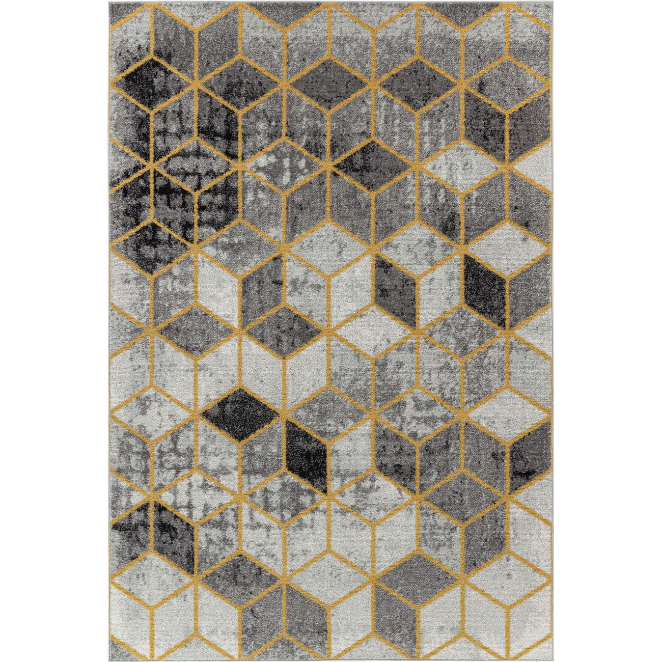 UNITY Scandi Geometric Yellow Area Rug Flat