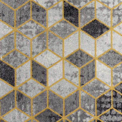 UNITY Scandi Geometric Yellow Area Rug Swatch
