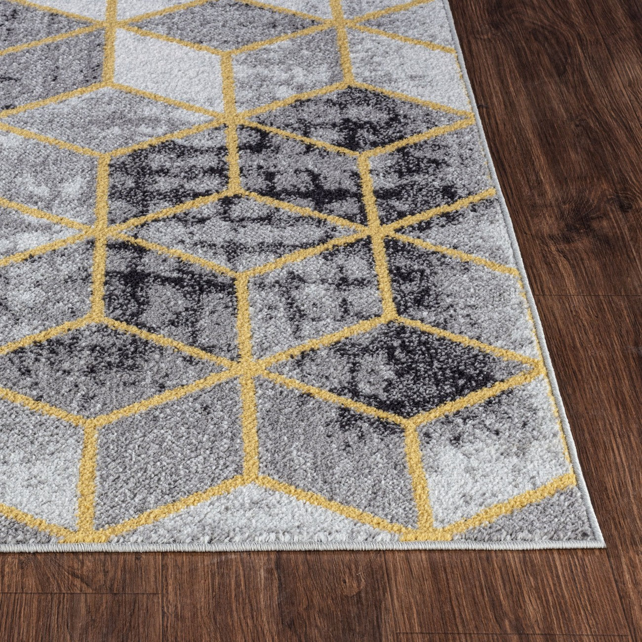 UNITY Scandi Geometric Yellow Area Rug Front