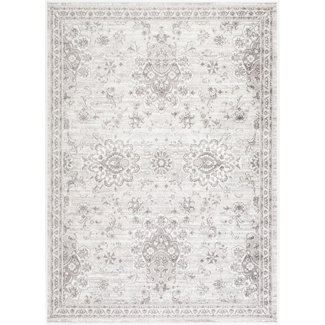 URMI Vintage Traditional Oriental Boho Light Grey Area Rug Flat
