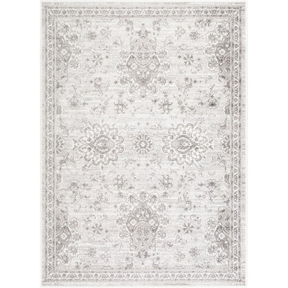 URMI Vintage Traditional Oriental Boho Light Grey Area Rug Flat
