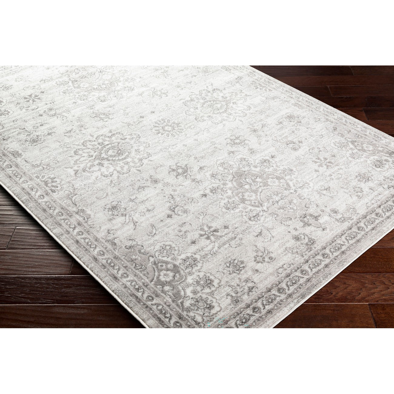 URMI Vintage Traditional Oriental Boho Light Grey Area Rug Corner