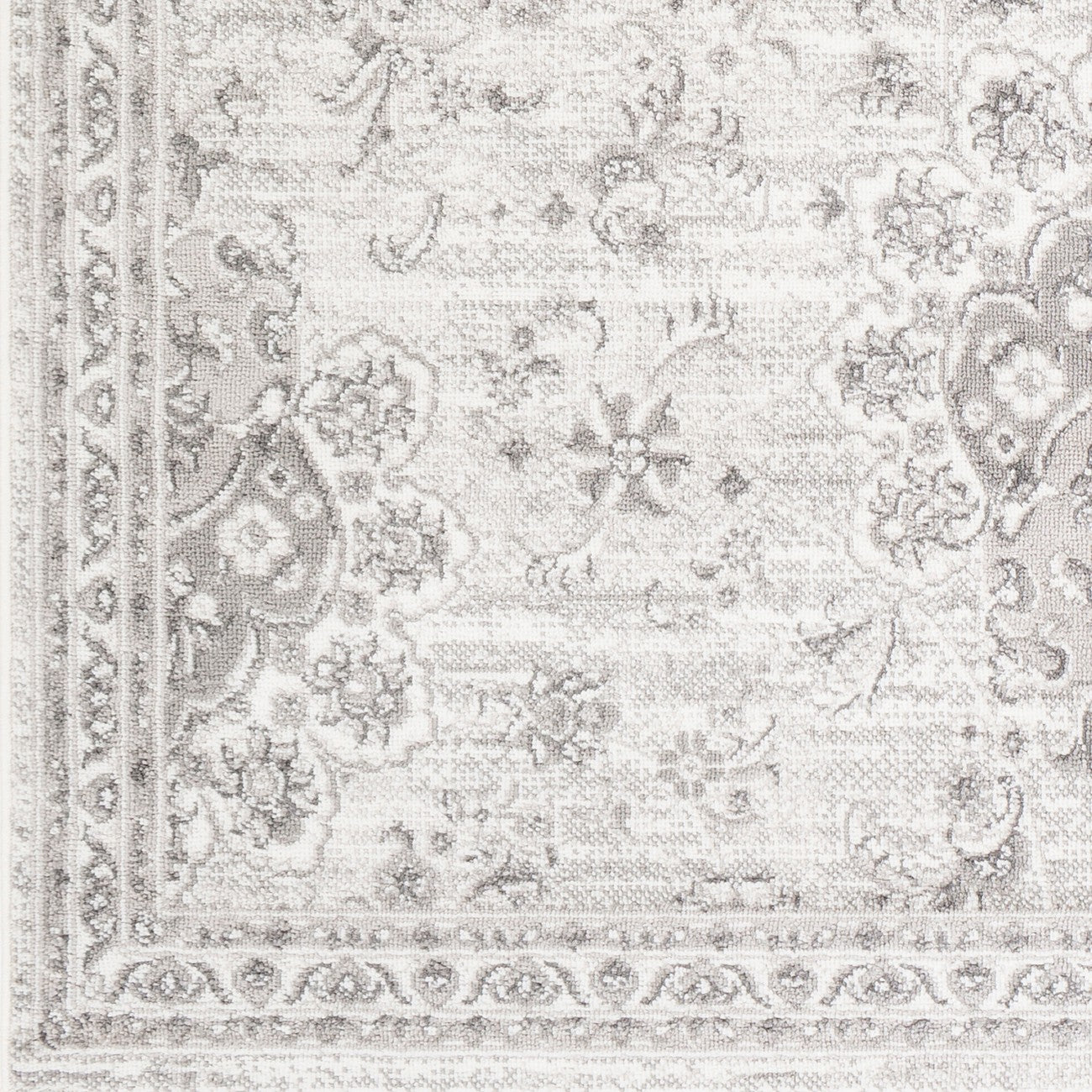 URMI Vintage Traditional Oriental Boho Light Grey Area Rug Swatch