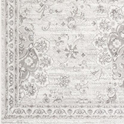 URMI Vintage Traditional Oriental Boho Light Grey Area Rug Swatch