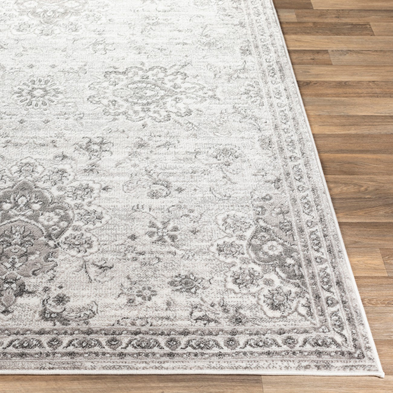 URMI Vintage Traditional Oriental Boho Light Grey Area Rug Front
