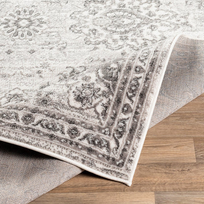 URMI Vintage Traditional Oriental Boho Light Grey Area Rug Fold