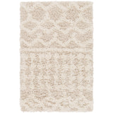 Nour Shaggy Geometric Plush Pile Cream Beige Rug