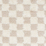 Willa Shaggy Modern Plush Pile Light Beige Checkered Rug - Image 6