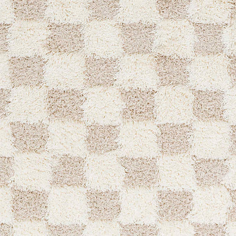 Willa Shaggy Modern Plush Pile Light Beige Checkered Rug - Image 6