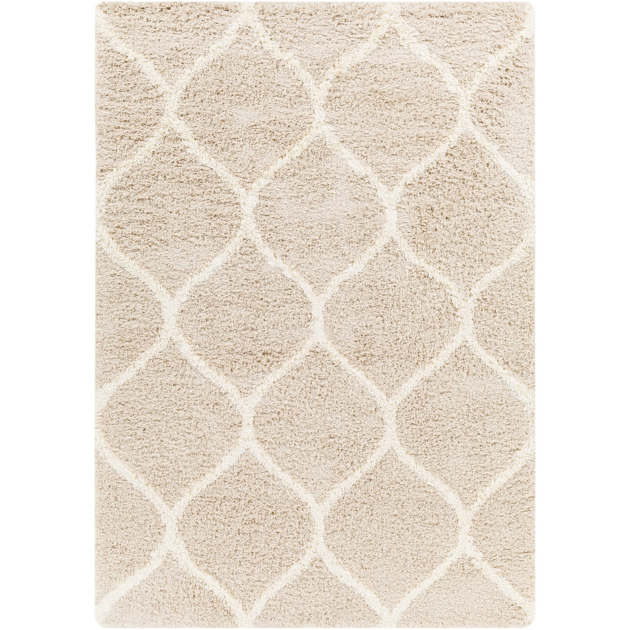 JUDY Shaggy Cottage Plush Pile Beige Area Rug Flat