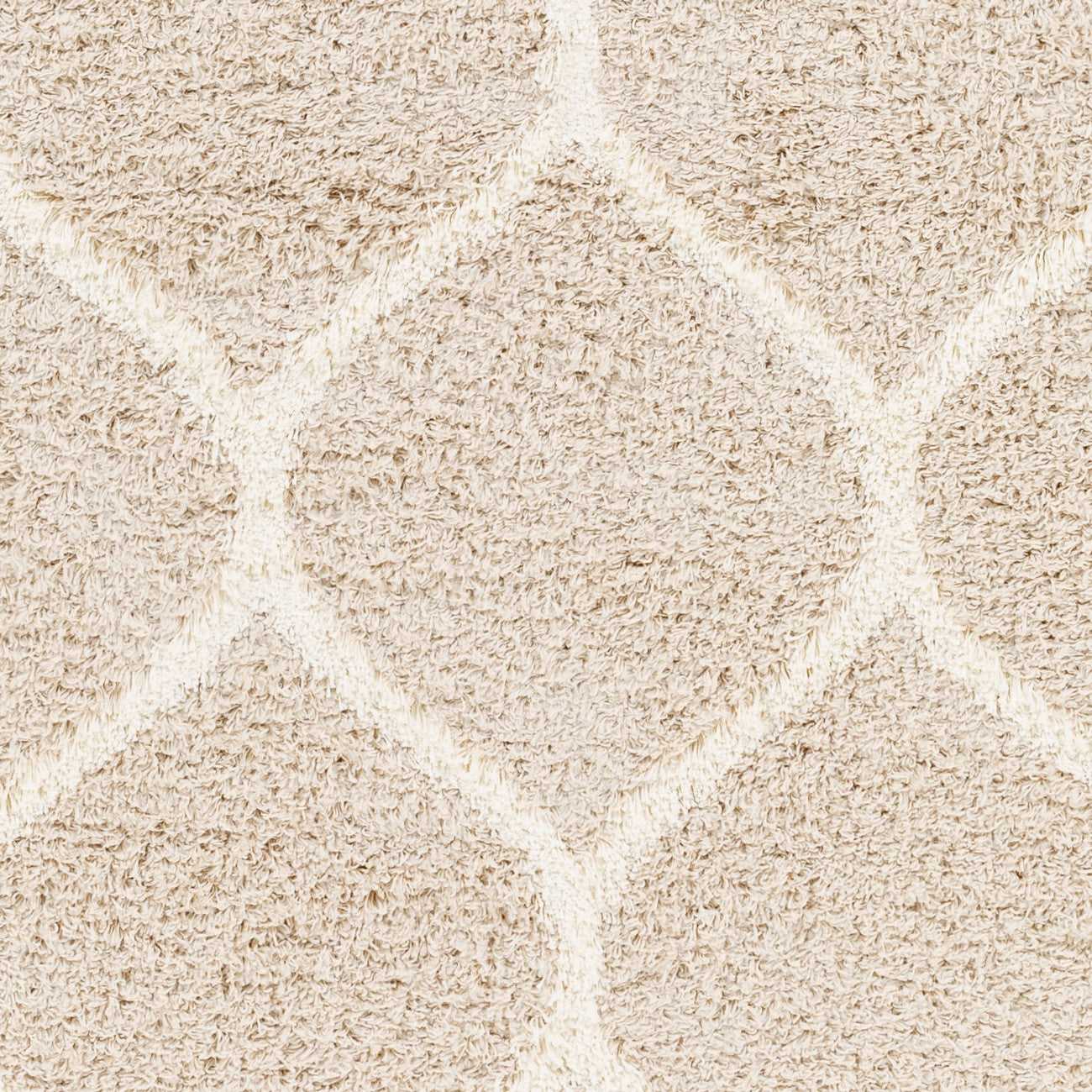 JUDY Shaggy Cottage Plush Pile Beige Area Rug Swatch
