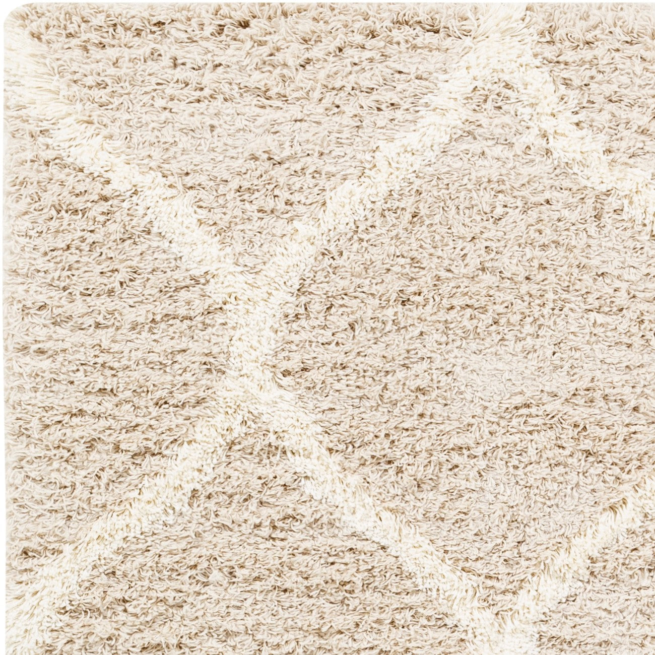 JUDY Shaggy Cottage Plush Pile Beige Area Rug Zoom