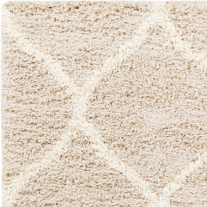 JUDY Shaggy Cottage Plush Pile Beige Area Rug Zoom
