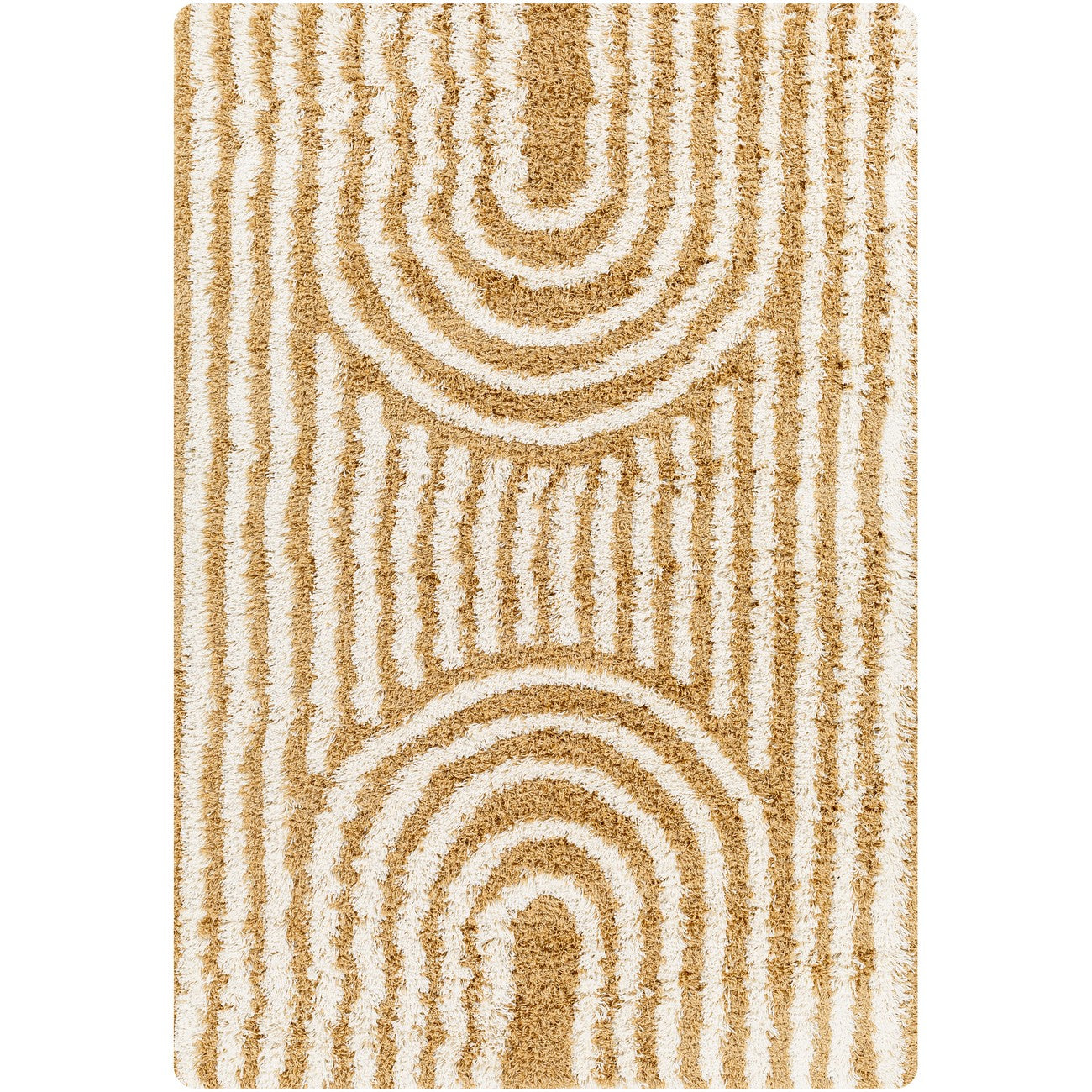CHRISTINA Shaggy Modern Plush Pile Camel Area Rug Flat
