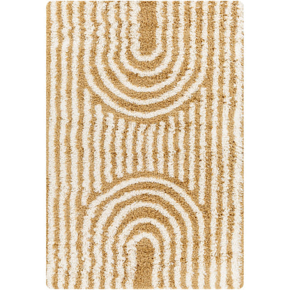 CHRISTINA Shaggy Modern Plush Pile Camel Area Rug Flat