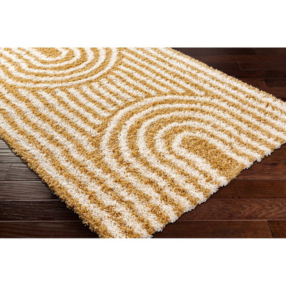 CHRISTINA Shaggy Modern Plush Pile Camel Area Rug Corner