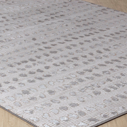 VALKIRIA Scandi Modern Beige/White Polka Dot Area Rug Corner