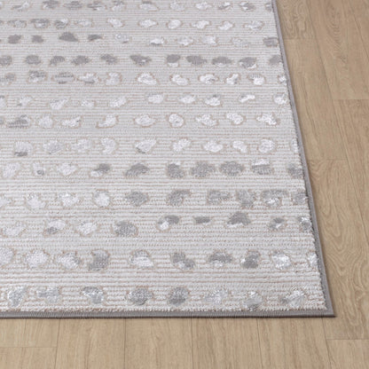VALKIRIA Scandi Modern Beige/White Polka Dot Area Rug Front