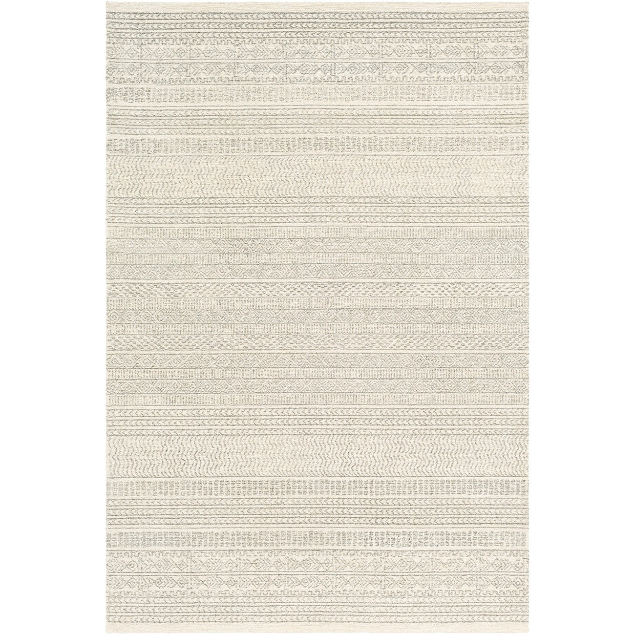 VANIYA Hand-Tufted Global Wool Grey Area Rug Flat