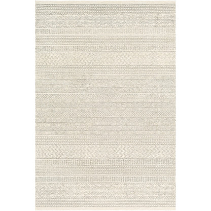 VANIYA Hand-Tufted Global Wool Grey Area Rug Flat
