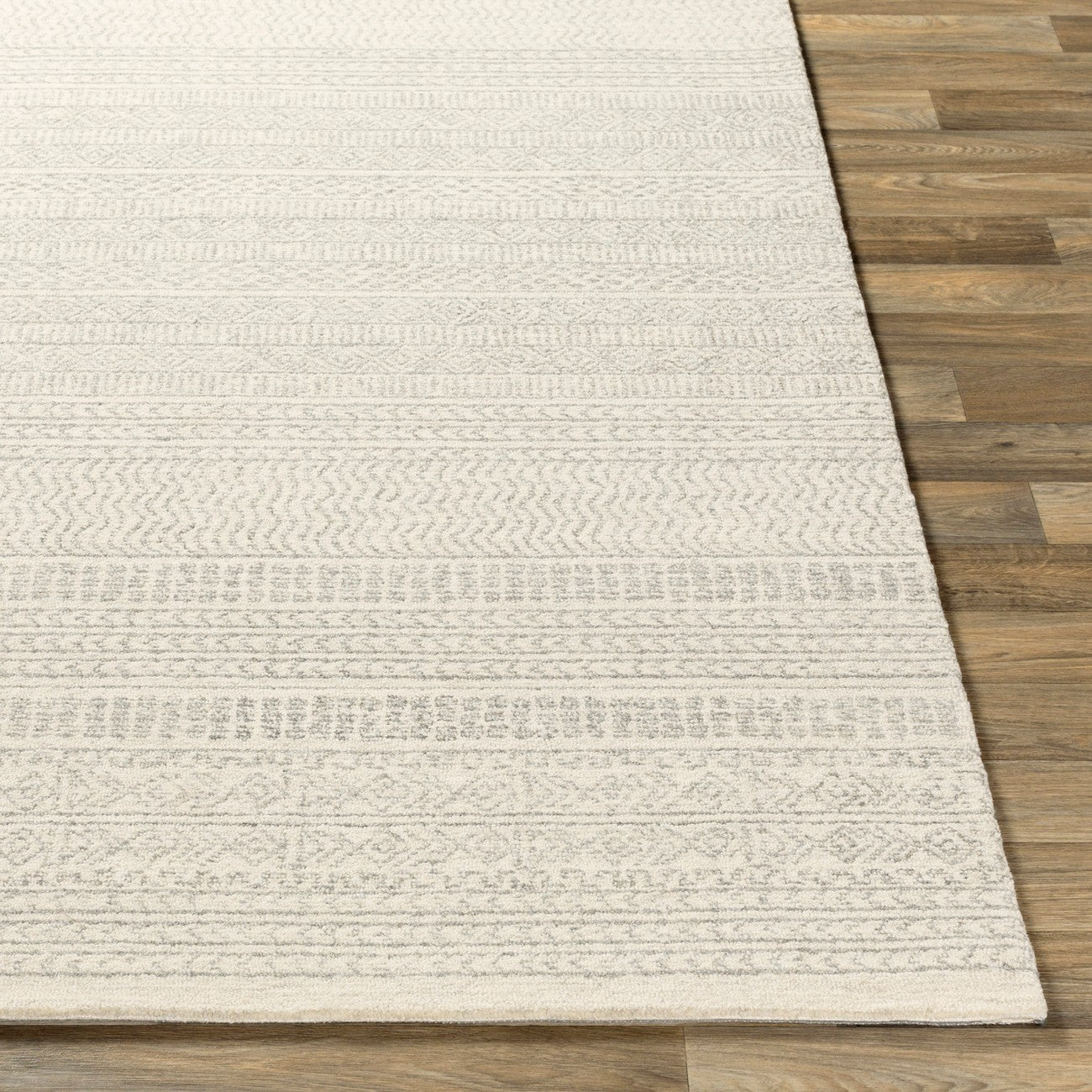 VANIYA Hand-Tufted Global Wool Grey Area Rug Front
